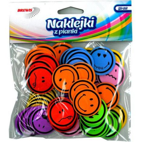 Naklejki z mikrogumy Brewis Uśmiechy, 50szt